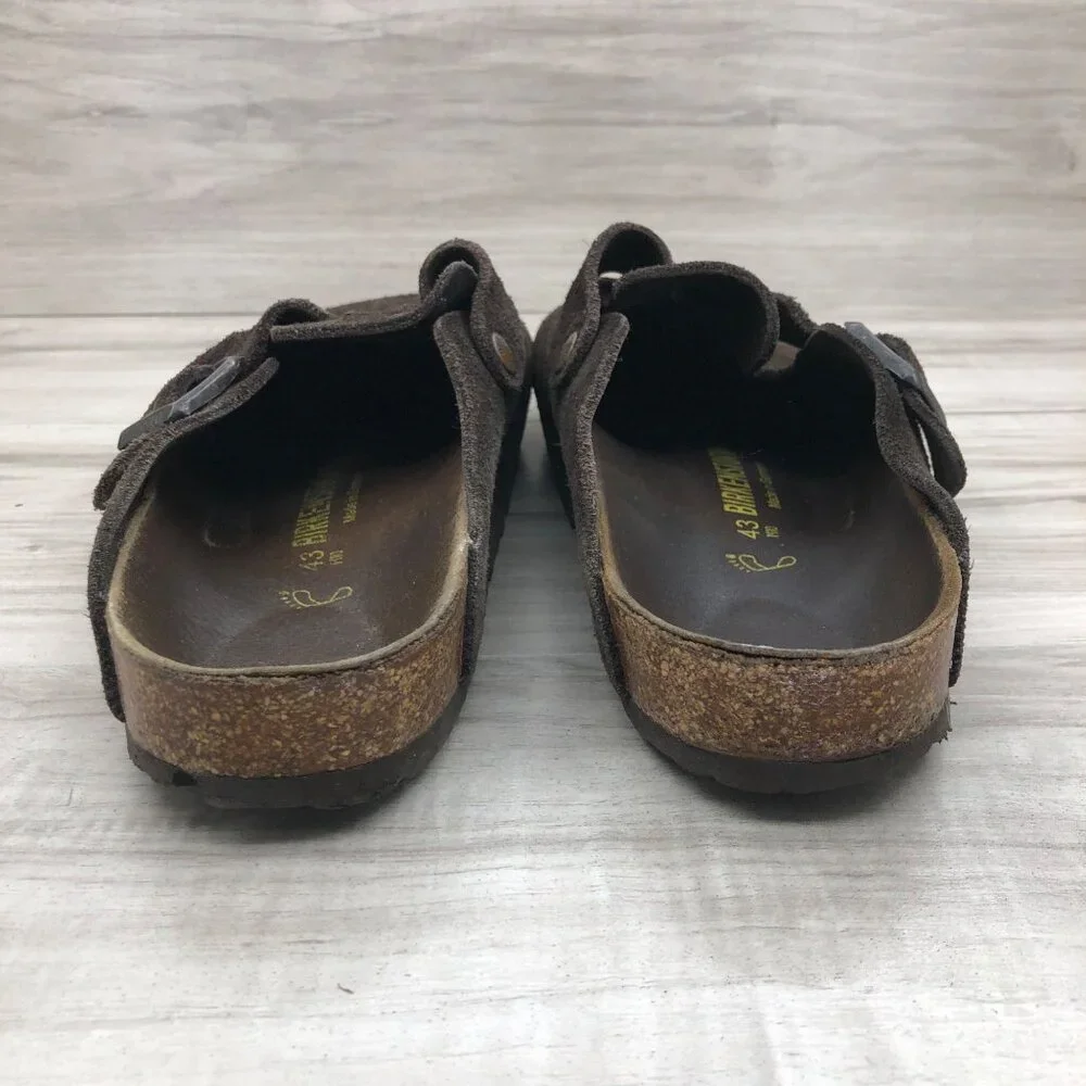 Birkenstock Brown Suede Clogs with Buckle